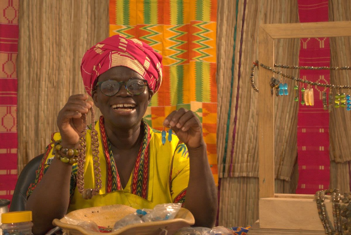 Rachel from Novica shows some of the beads she creates