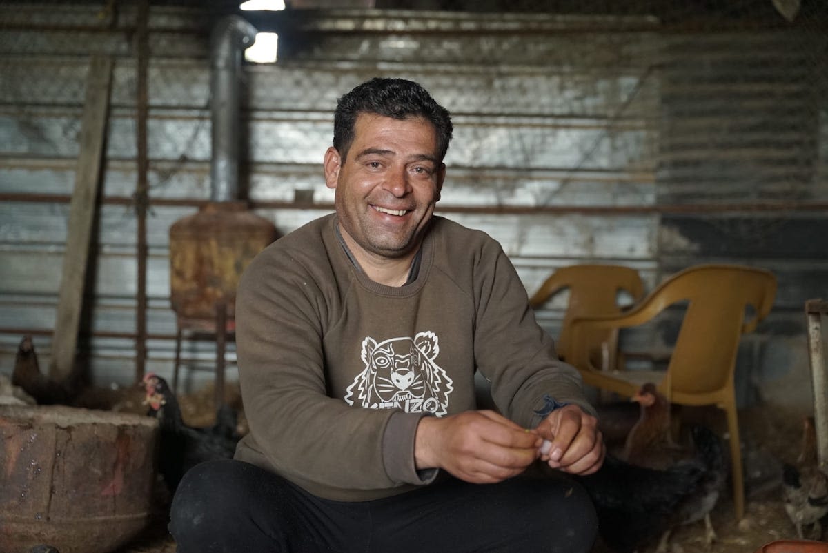 Muhey raises livestock in Palestine. With the help of a loan, he was able to buy, breed and sell more livestock for profit.