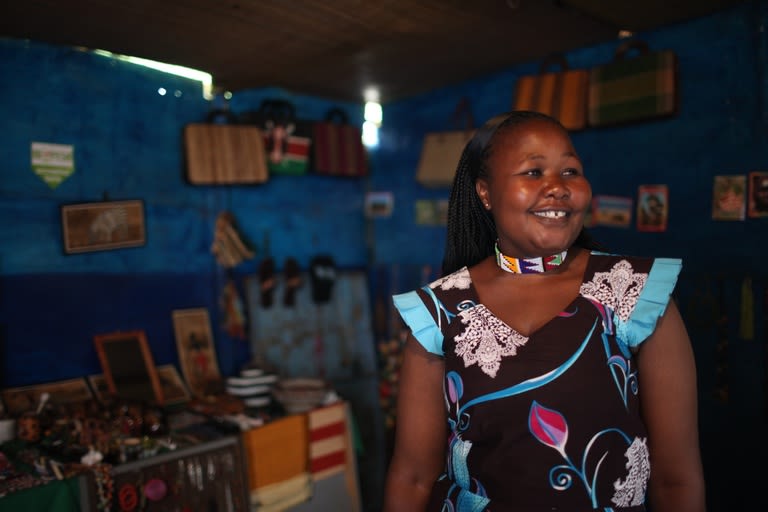 Pamela in Kenya used her Kiva loan to diversify her store.