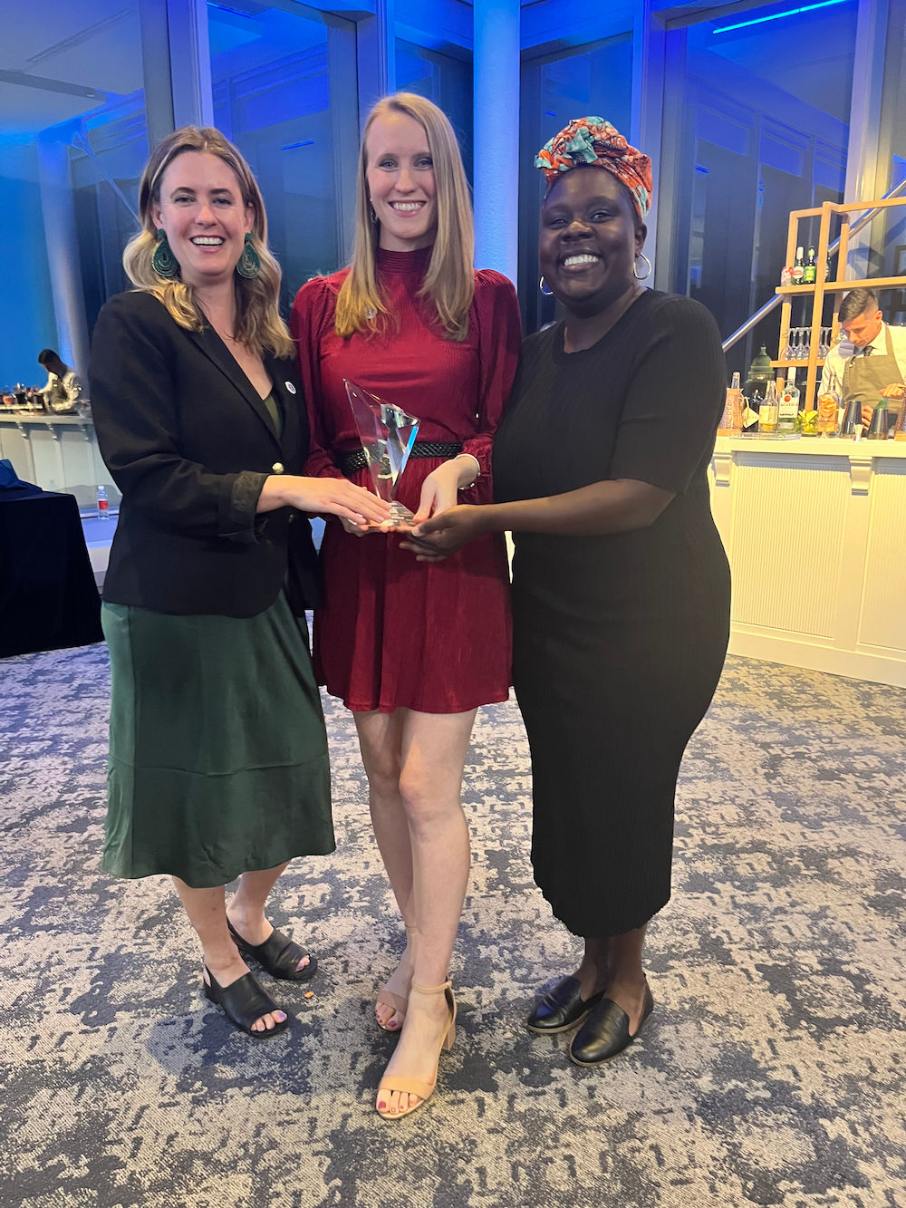 Kiva staff at the .ORG Awards award event in D.C., Tess Murphy, Erinn Wright O’Donnell, and Cynthia Betubiza