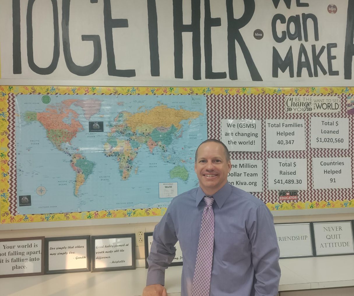 Dave Smith, Kiva lender and educator, in his classroom