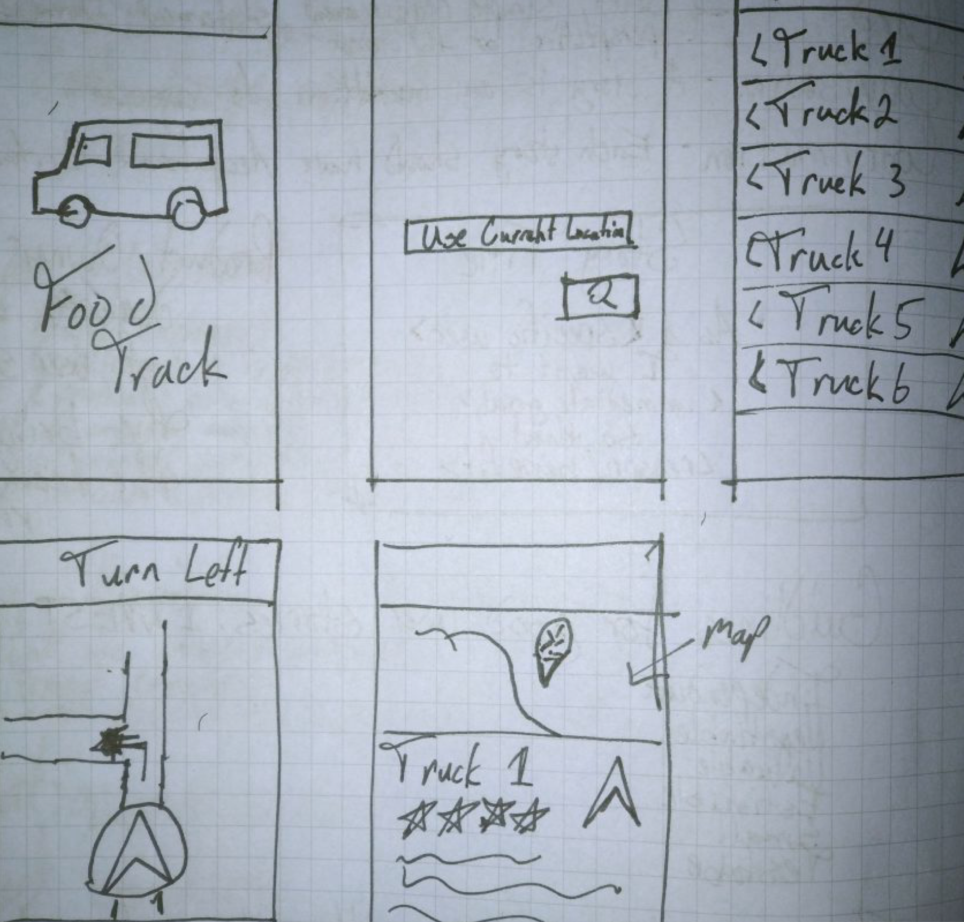 Sketched wires of how the app could look.