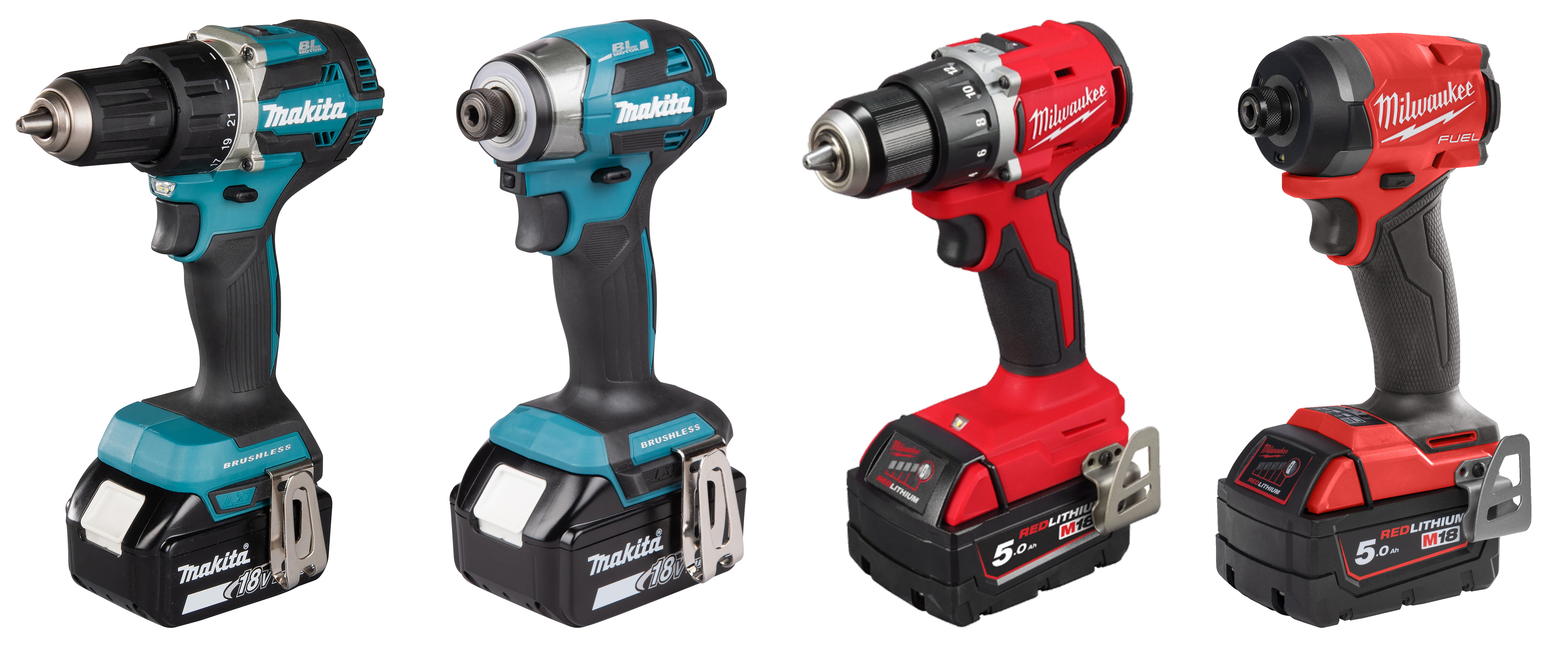 Borskrutrekkere og slagskrutrekkere Makita og Milwaukee