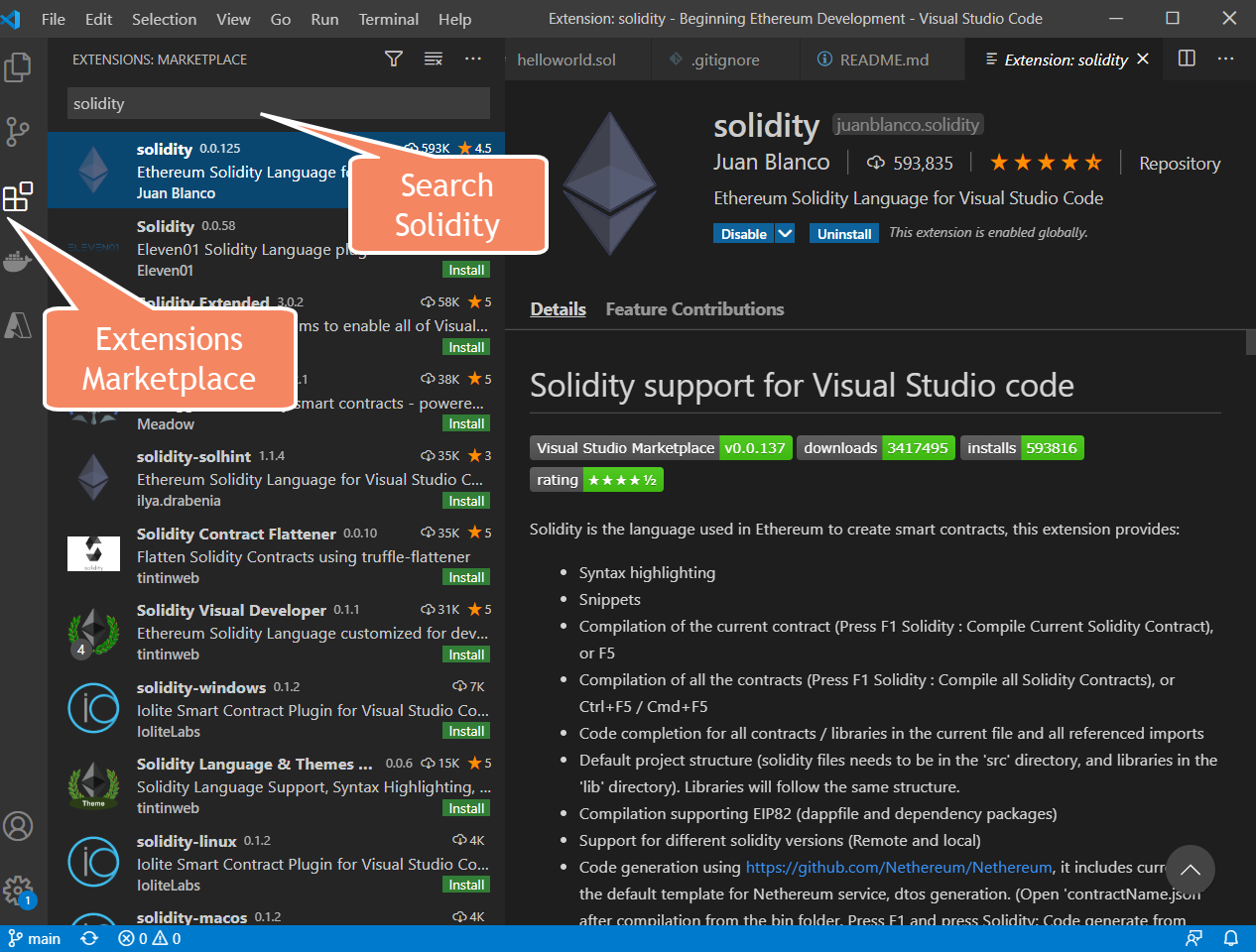 Installing Visual Studio Code Solidity Extensopo