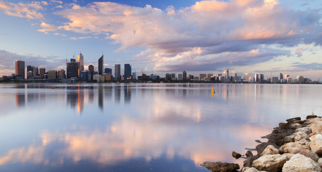 Perth CBD property from Swan River