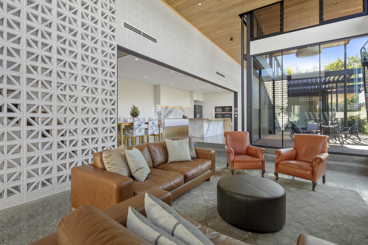 Breeze blocks are a key feature of the home