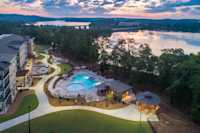 Lakeside Lodge Clemson aerial sunrise view