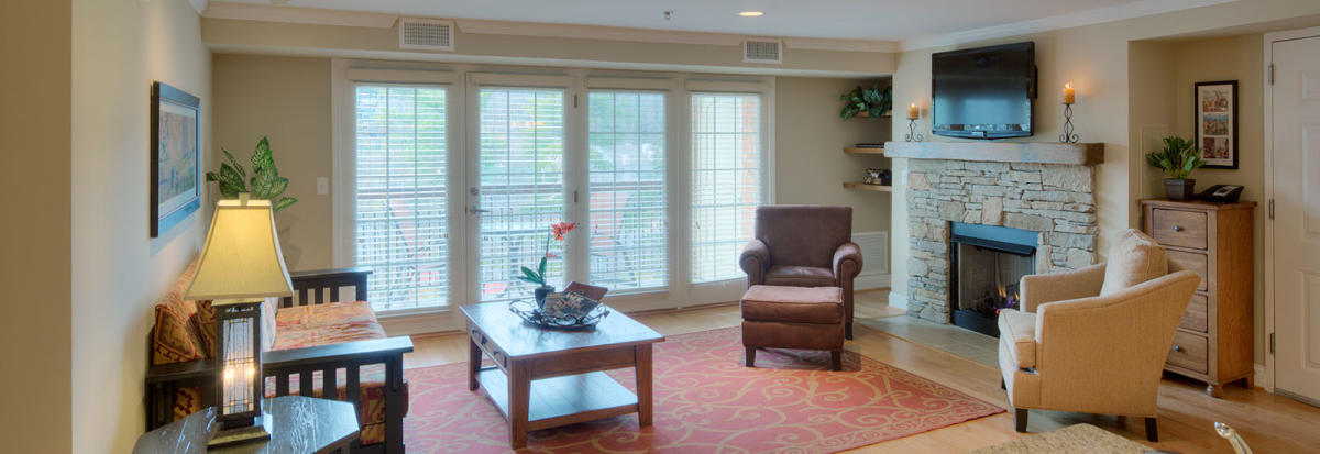 The living room of a one-bedroom suite at The Residences at Biltmore.