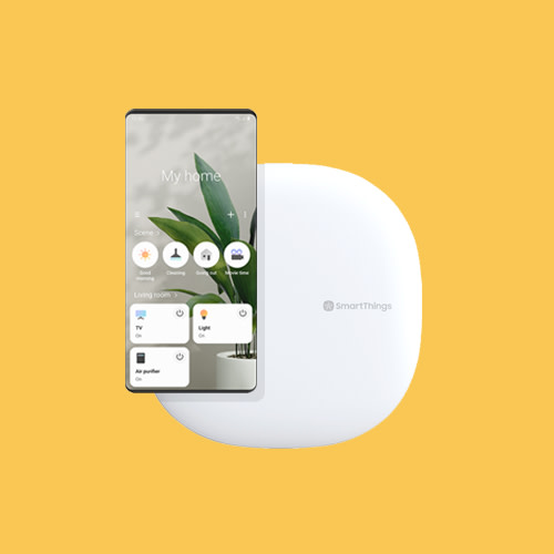 Að tengja SmartThings stjórnstöðina.