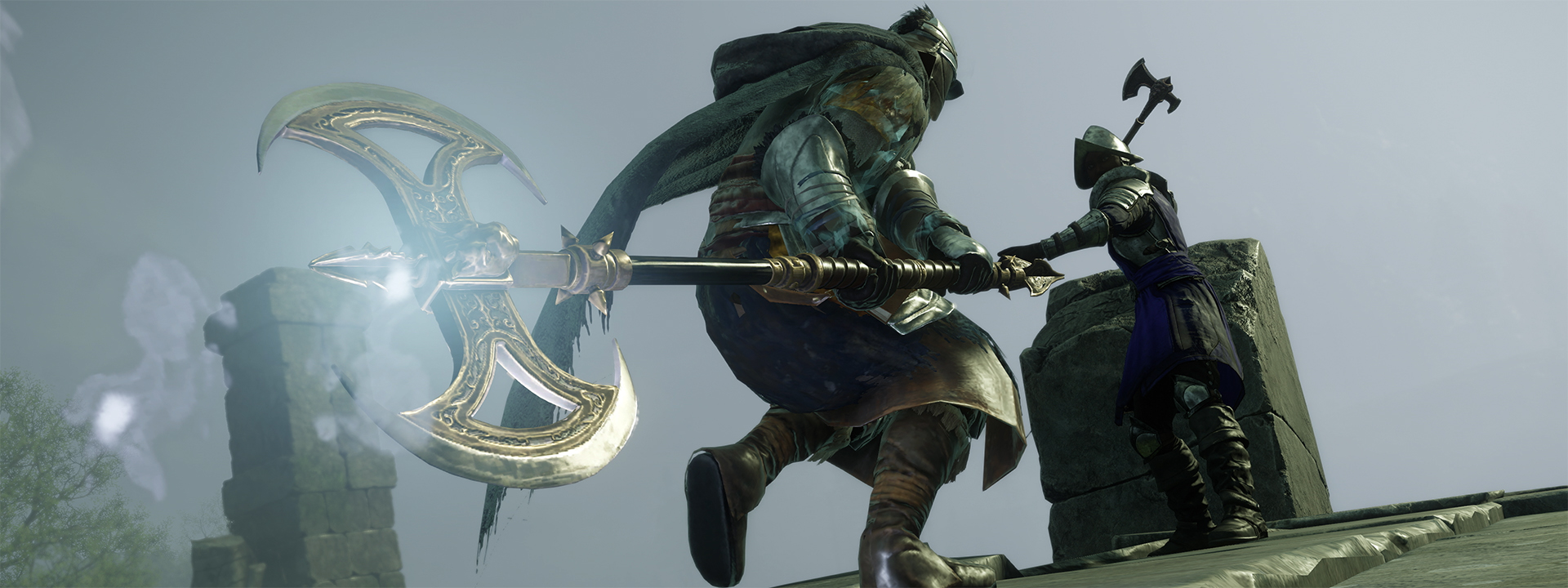 Ein Screenshot von zwei kämpfenden New-World-Charakteren.