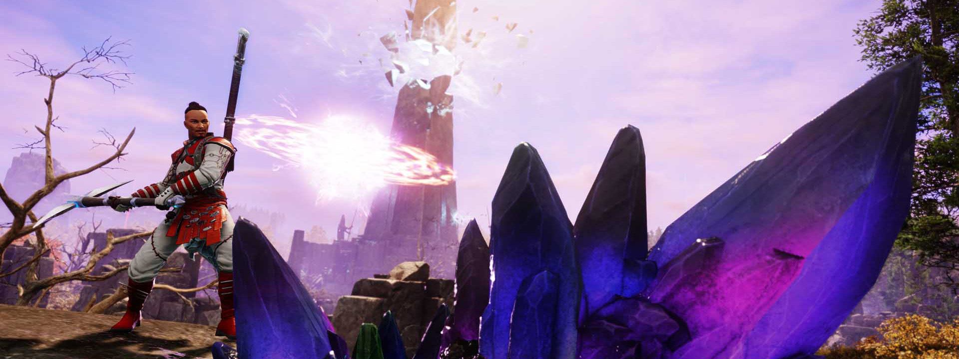 Mining Gleamite in front of the Shattered Obelisk.