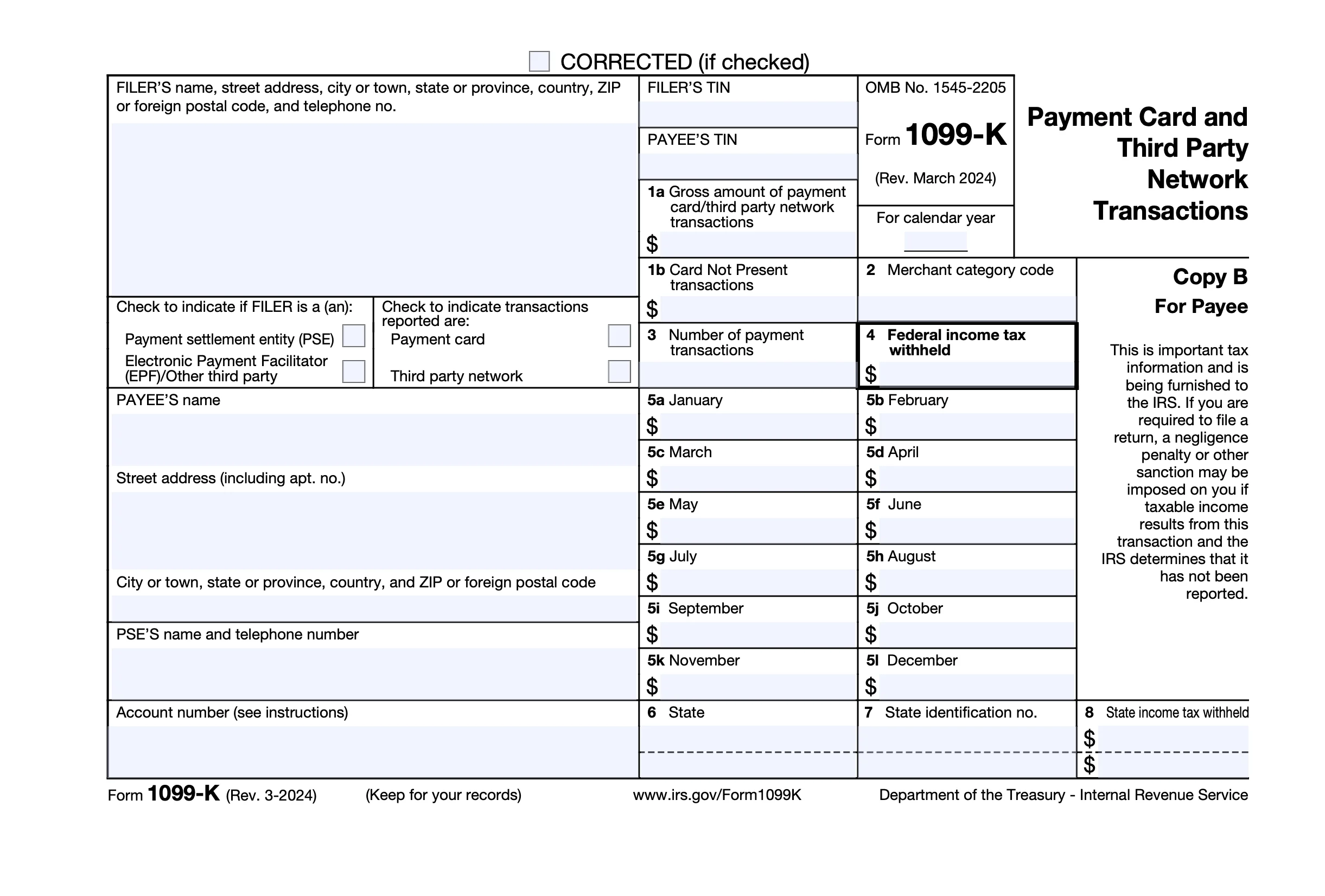 IRS Form 1099K 2024