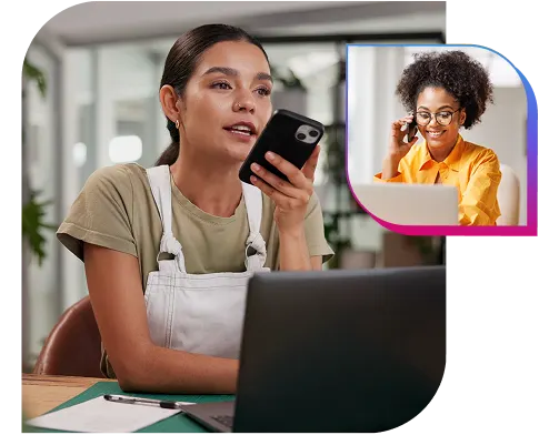 A lady user talking on phone to a tax expert
