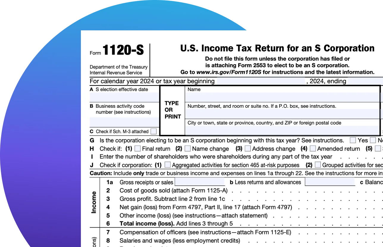 IRS 1120s tax form