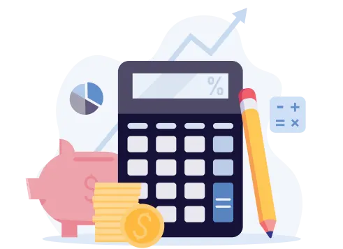 An image of a calculator and finances.