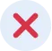 Red X with a light colored circle behind it