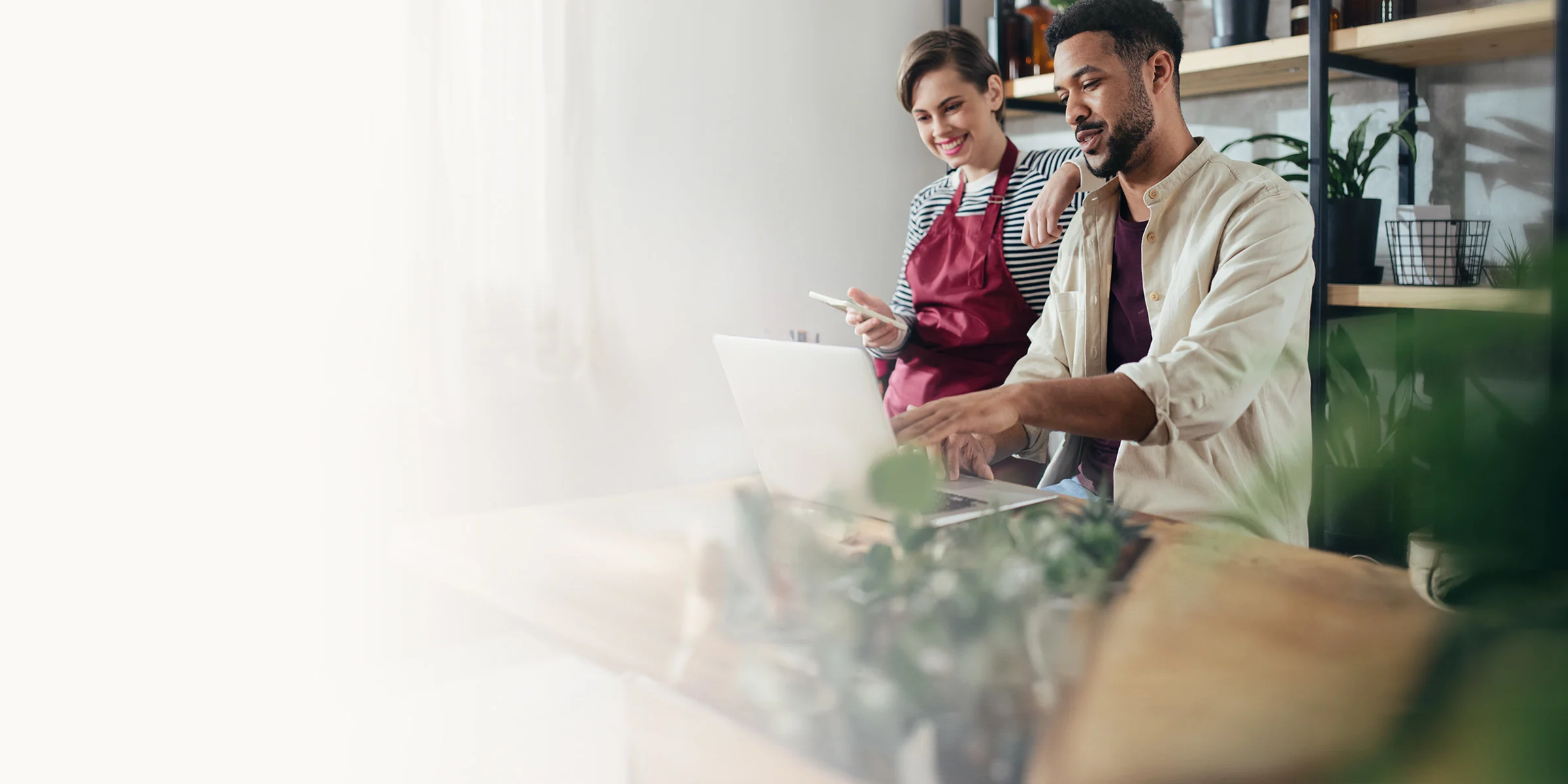 People working on laptop setting