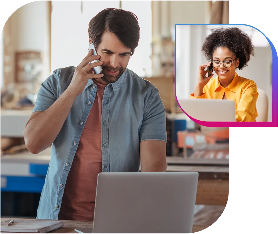 xpert assist calling expert in front of opened laptop