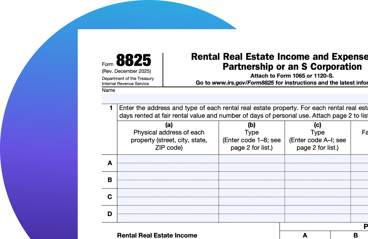 IRS Form 8825 Rental Real Estate Income and Expenses of a Partnership or an S Corporation