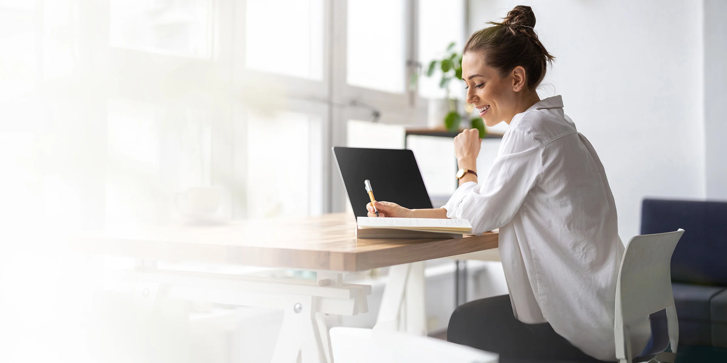 People working on laptop setting