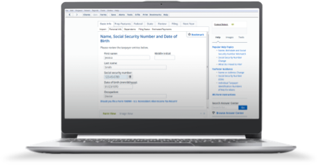 Laptop displaying TaxAct Professional Enterprise Edition page