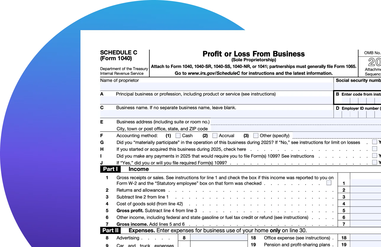 Schedule C Form 1040 Profit or Loss From Business Sole Proprietorship