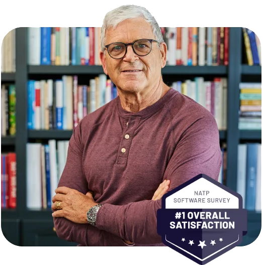 A tax professional standing and a rating