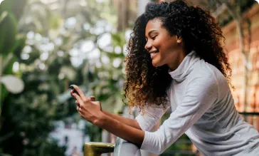 A woman checking her mobile phone.