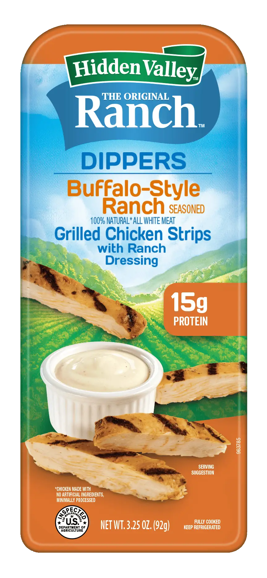 Package of Hidden Valley™ Buffalo-Style Ranch Seasoned Chicken Dippers with Ranch Dressing