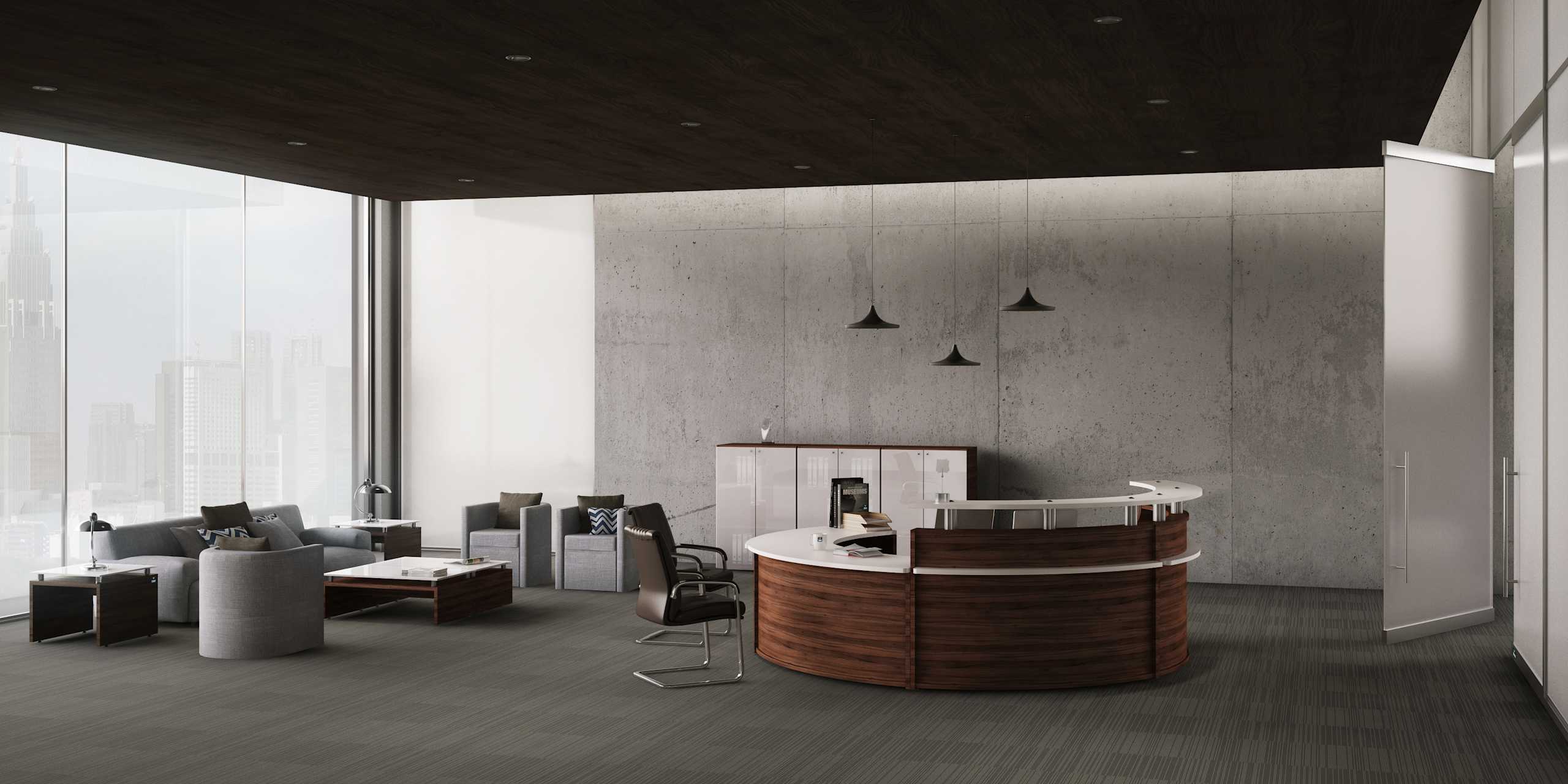 12. Recepción circular + Escritorio y counter transaccional