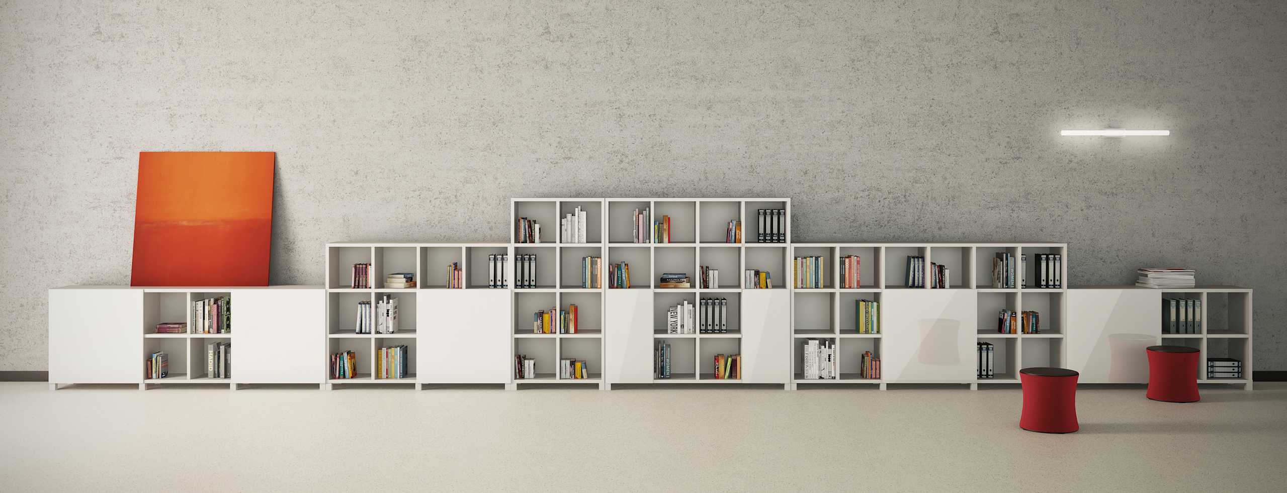 Libreros abiertos + Puertas deslizables
