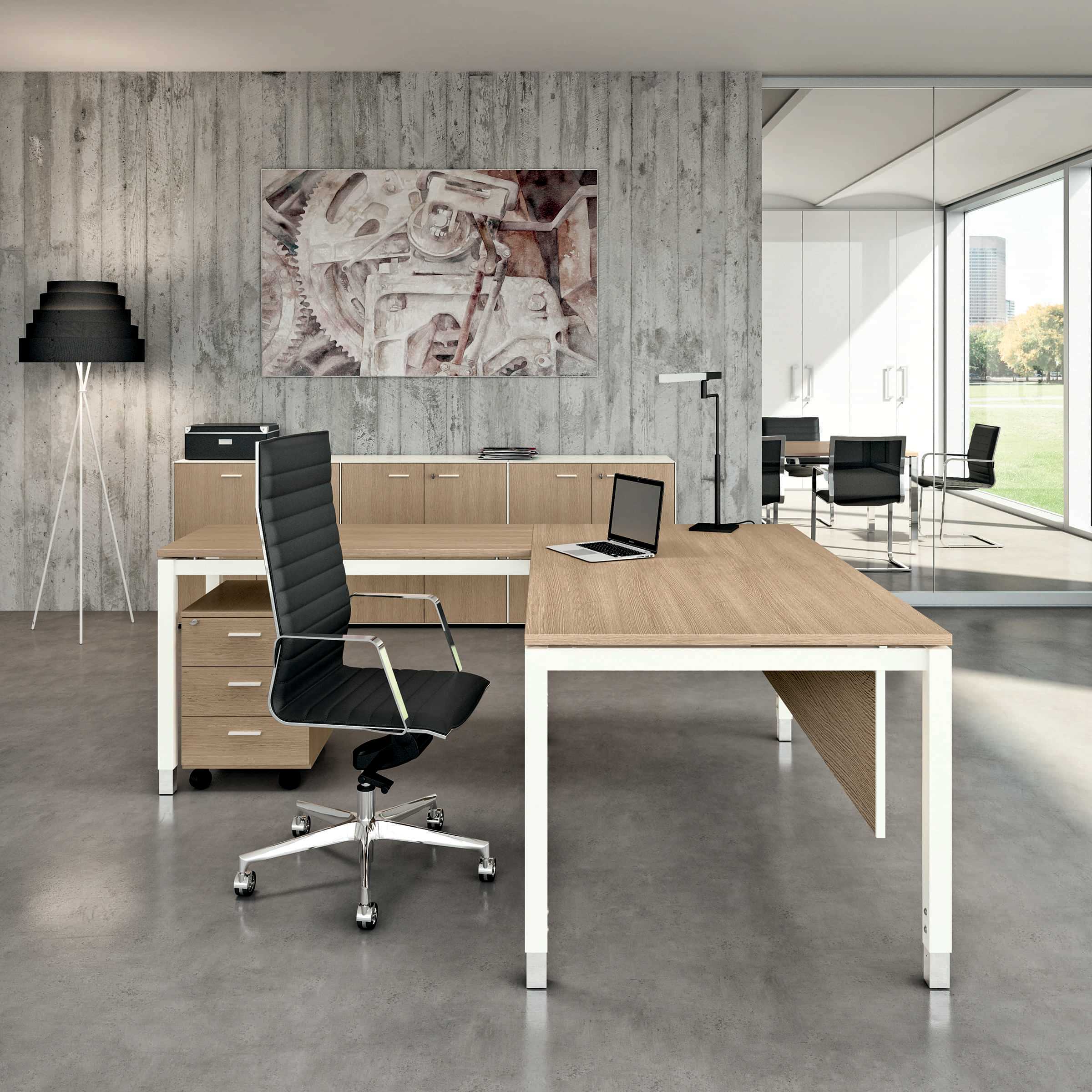 33. Escritorio con lateral + Cajonera móvil