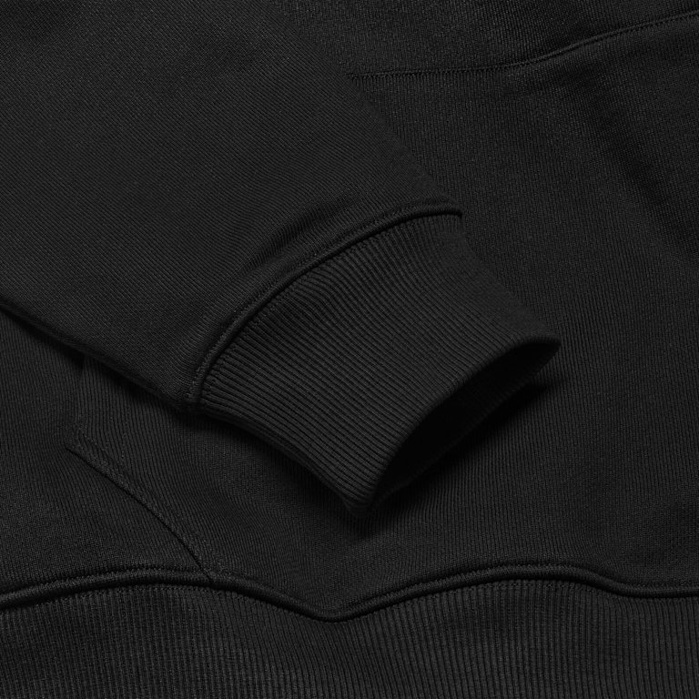 Standard Issue Script Hoodie in black arm closeup