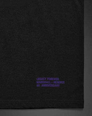 Legacy forever print on button of t-shirt