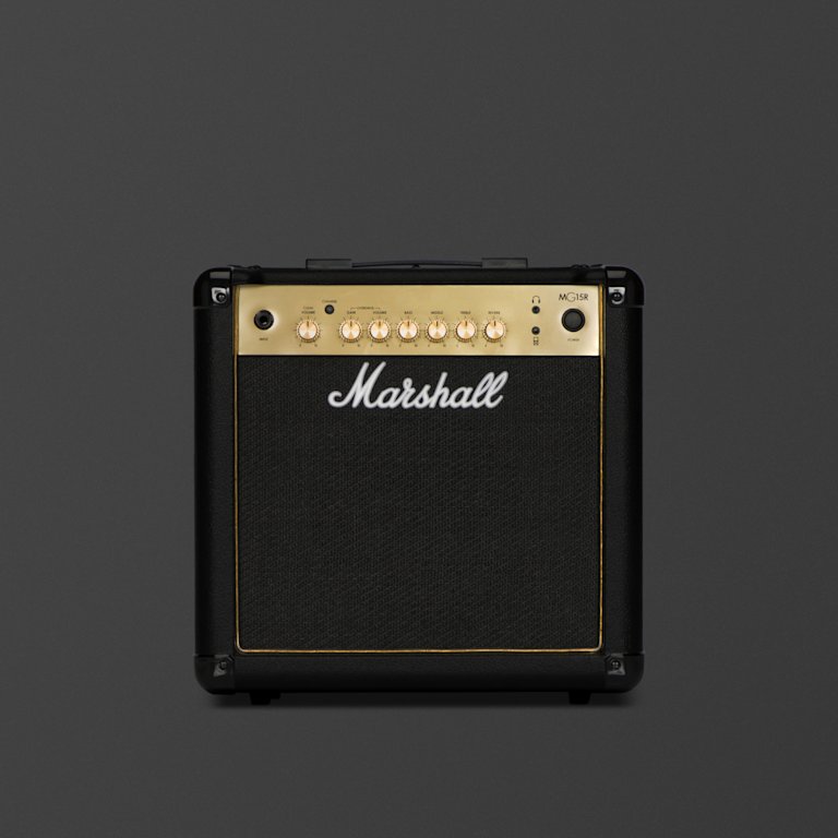 Vista frontal del combo Marshall MG15GR.