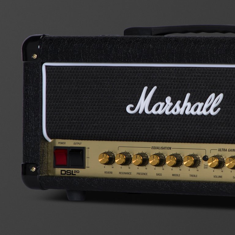 The right half image of the Marshall DSL20 Head amplifier.