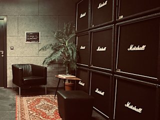 Marshall amplifiers stacked on top of each other