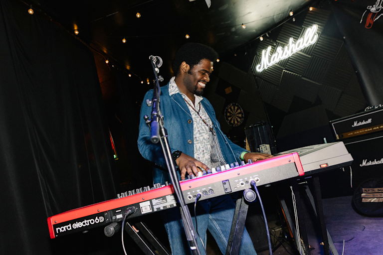 A person is playing the piano