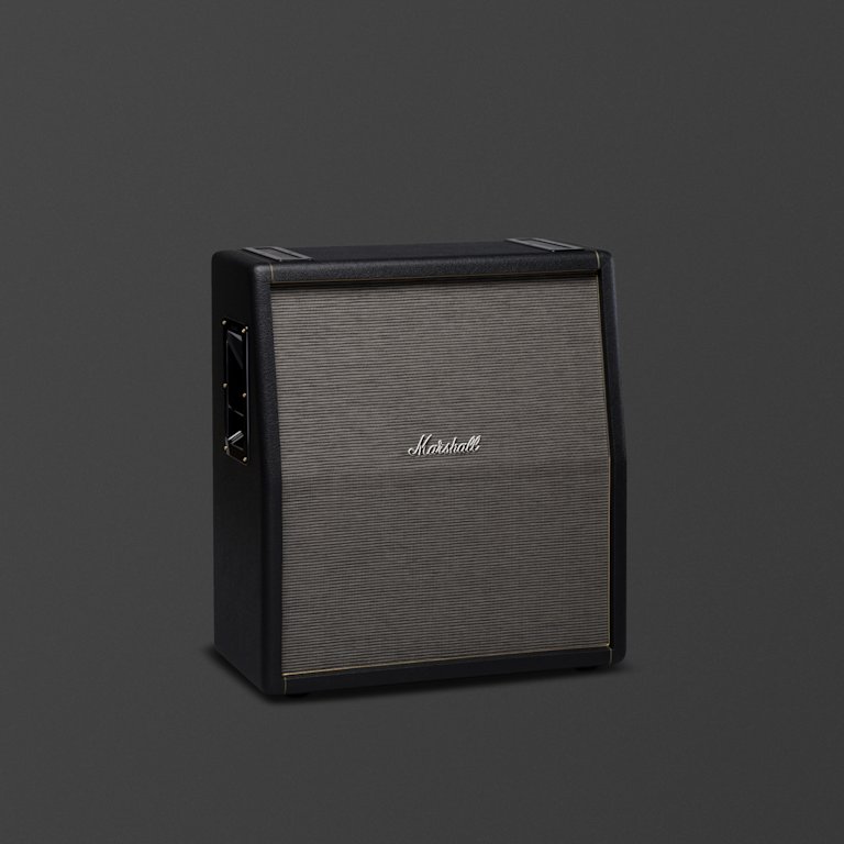 Marshall's 1960TV black cabinet with a vintage fret.