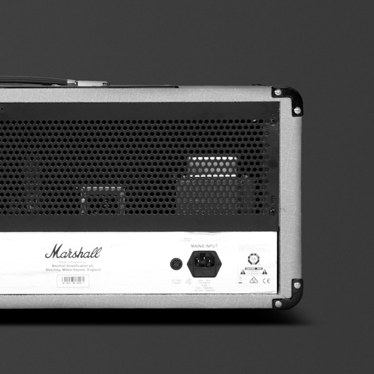 The back view of the left half part of the Marshall Silver Jubilee 2555X Vintage Reissue Head amp.
