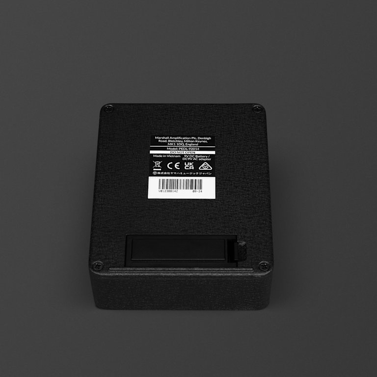 The back label of the Marshall JCM900 Overdrive pedal.