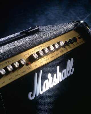 The top panel of a Marshall amp