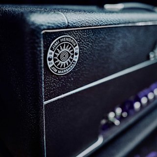 Gros plan sur la tête 1959 Handwired Head de la collection Marshall x Hendrix 60th Anniversary.