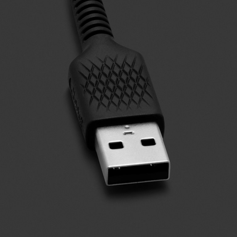 A black Marshall USB-C SHORT CHARGING CABLE on a black background.