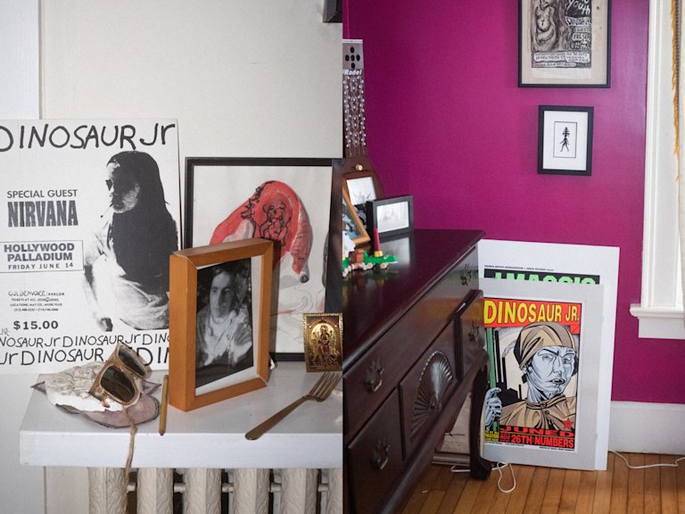 Memorabilia de conciertos, un póster con Nirvana y Dinosaur Jr.