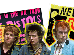 The Sex Pistols in a vibrant and colorful collage