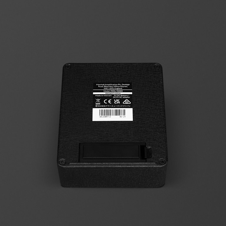 Back label of the Marshall DSL Overdrive pedal.