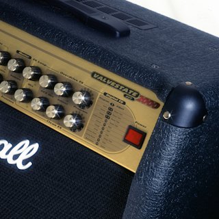 Marshall Valvestate 2000 amplifier with a close-up of the top control panel