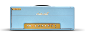 Front view of a Marshall 1959 BJA Artist Signature amplifier head with gold control panel, labeled knobs, and a black handle on top.