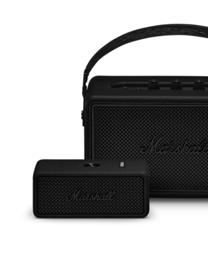 The Marshall Pitch Black range of Headphones and speakers